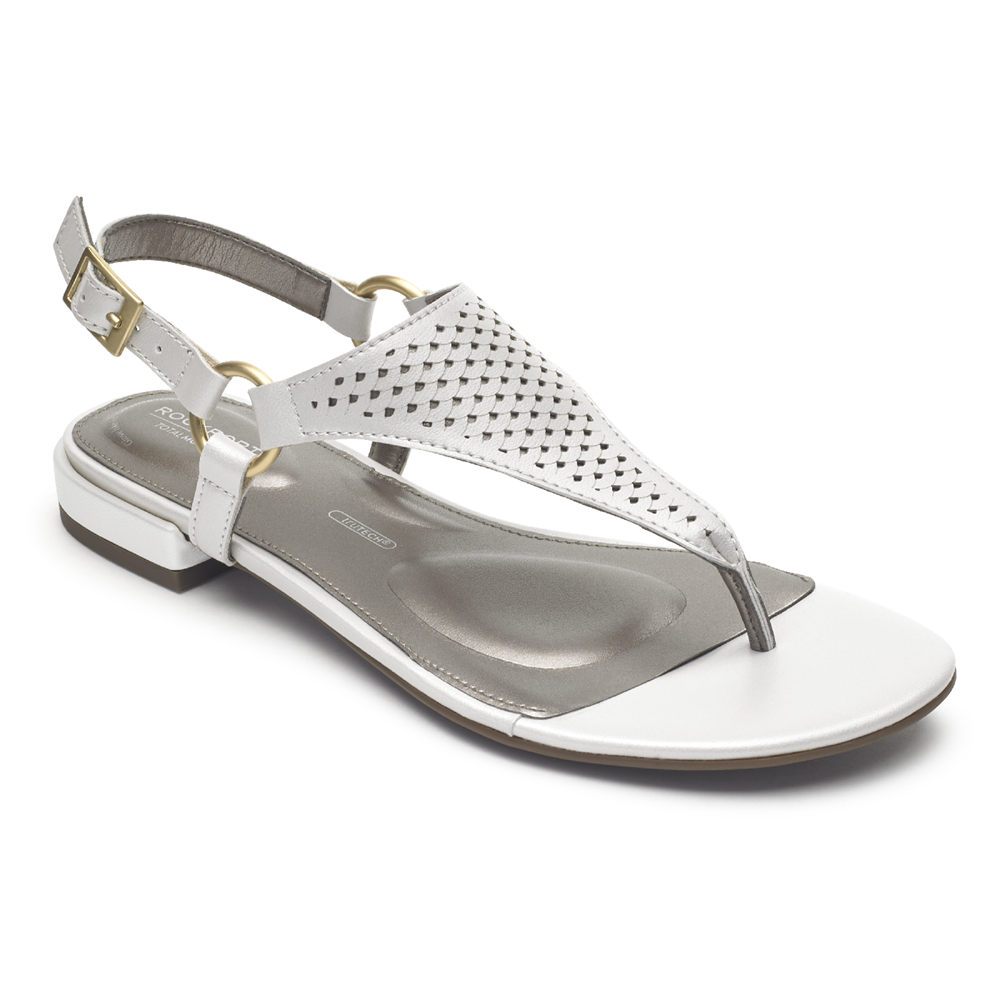 Sandalias Rockport Mujer Mexico - Total Motion Zosia Thong Blancos - EHMRK6923